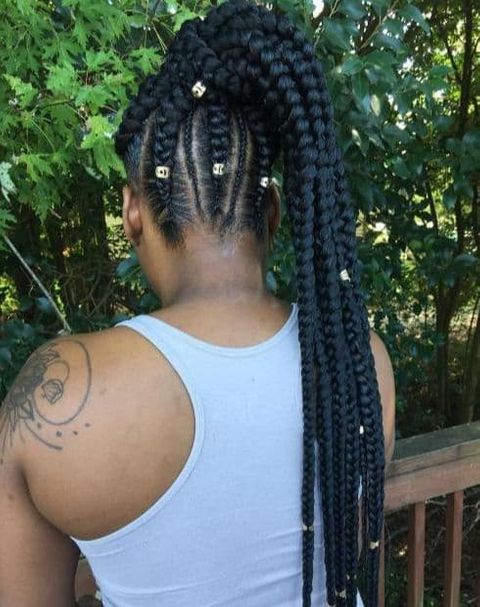  Box braids high ponytail for black women 2021-2022