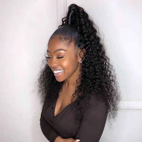 High ponytail hairstyle for long natural hair for black women in 2021-2022