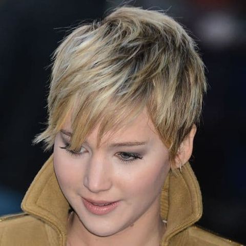 Layered blonde balayage pixie cut