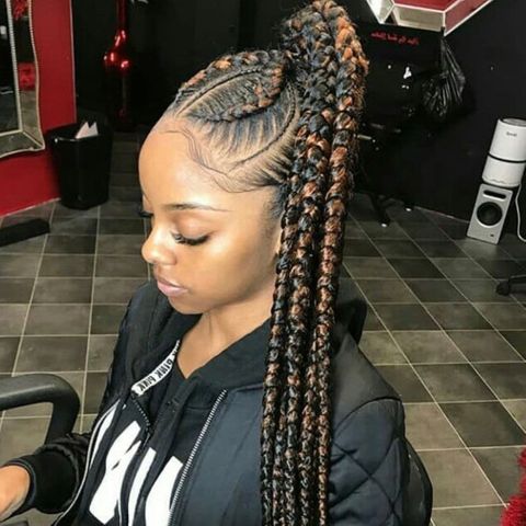 High ponytail jumbo lemonade braids for black women in 2021-2022