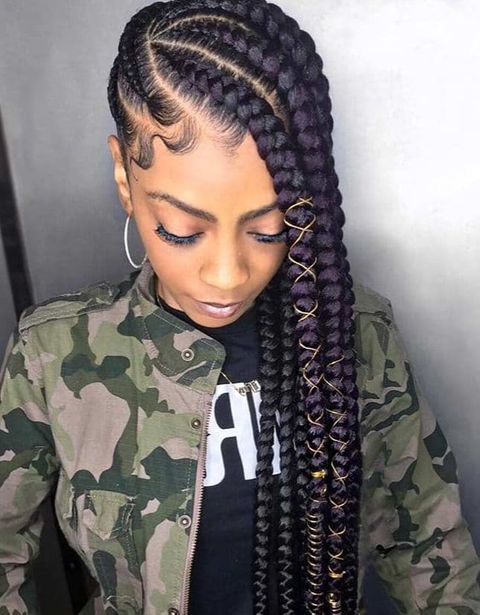 Long hair jumbo lemonade braids for black women in 2021-2022