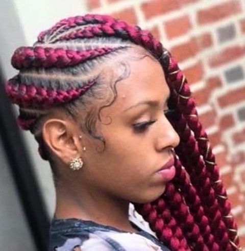 Red Jumbo lemonade braids for black women in 2021-2022