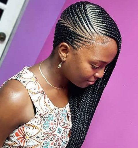 Afro American women small lomonade braids for black women in 2021-2022