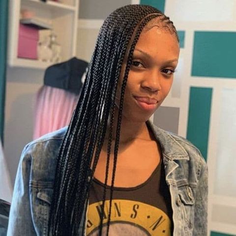 Long hair small lemonade braids for black women in 2021-2022