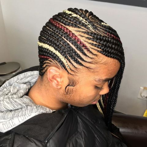 Multi-color small lemonade braids for black women in 2021-2022