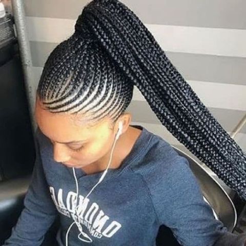 Ponytail small lemonade braids for black women in 2021-2022