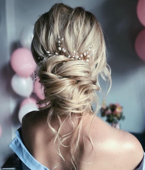 Low bun long hair for wedding in 2021-2022