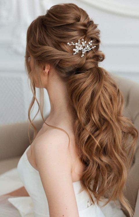 Low ponytail bridal hairstyle in 2021-2022