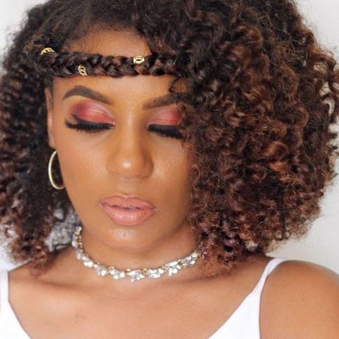 Braided forehead curly bob for prom hair in 2021-2022