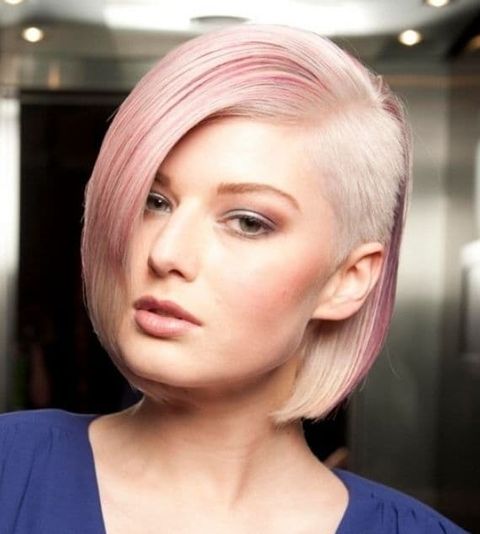 Asymmetrical undercut long bob hairstyle