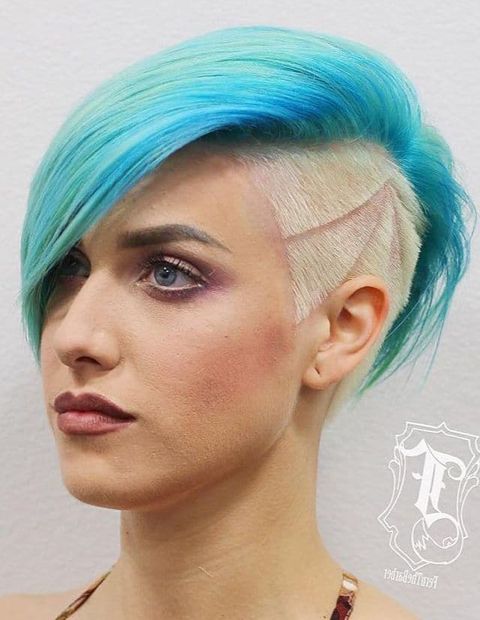 Blue to blonde undercut short hair