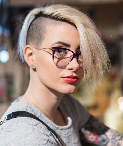 Cool asymmetrical undercut short hair with bangs