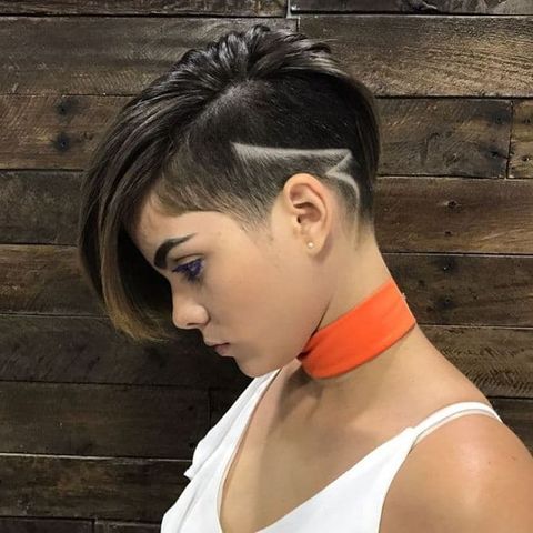 Elegant short undercut asymmetrical hairstyle