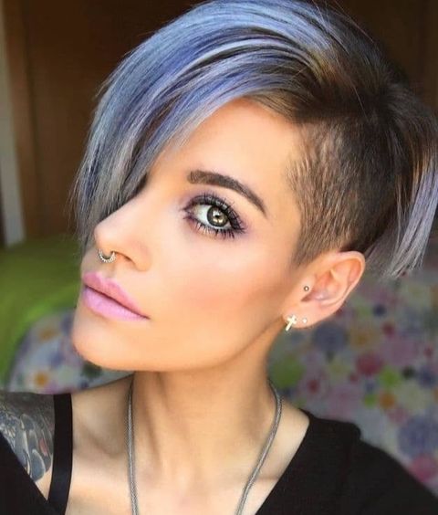 Grey short hair with undercut