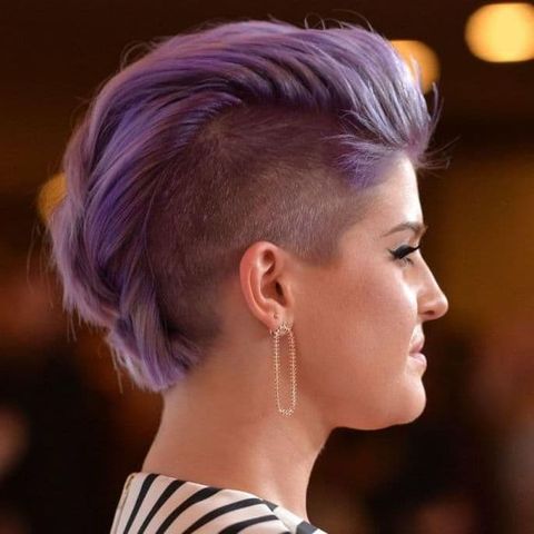 Purple undercut mohawk