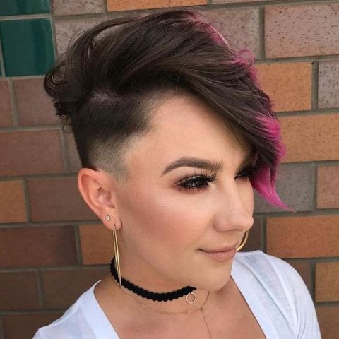 Red ombre undercut short haircut