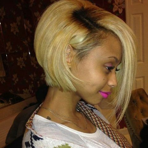 Fine hair asymmetrical short bob for black women in 2021-2022