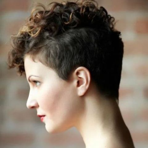 Brown balayage curly pixie haircut in 2021-2022