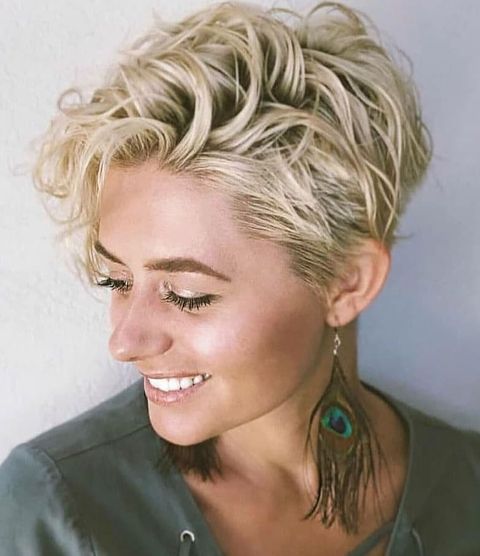 Layered curly pixie cut in 2021-2022