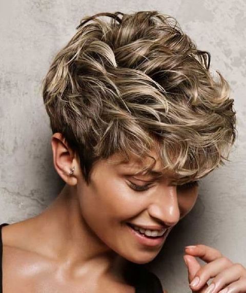 Messy chestnut short pixie cut in 2021-2022