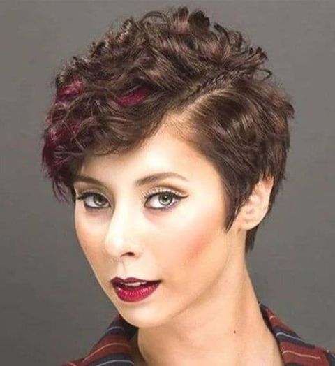 Red balayage curly pixie hair in 2021-2022