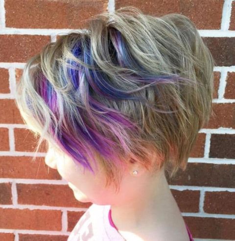 Multi colored short hairstyle for girls in 2021-2022