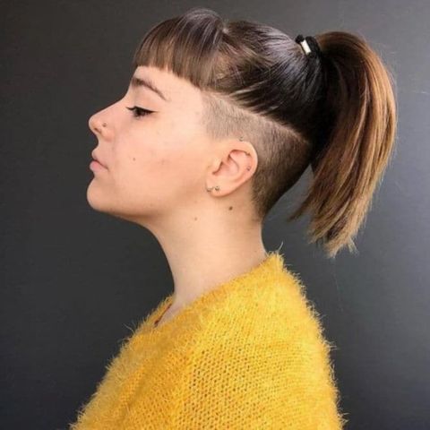 Undercut ponytail short hairstyle for girls in 2021-2022
