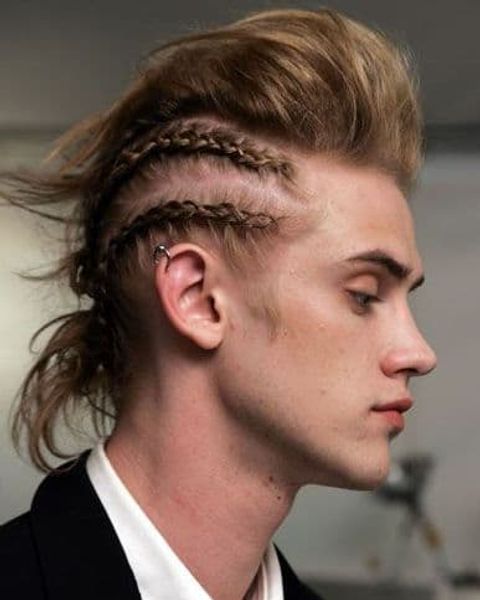 Double braids pompadour for men in 2021-2022