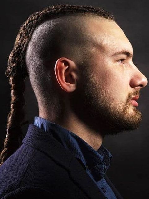 Mohawk braids ponytail hairstyle for men in 2021-2022