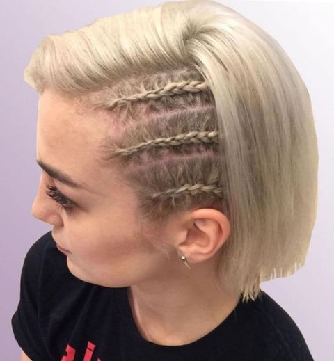 Side triple braids short bob haircut