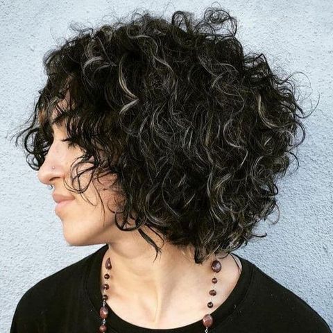 Platinum balayage curly short bob cut