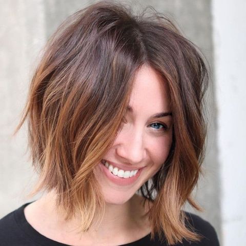 Center parted ombre short bob