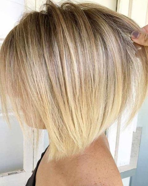 Straight short bob for fine hair