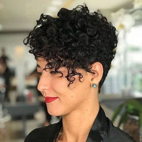 Asymmetrical Curly Pixie Hair