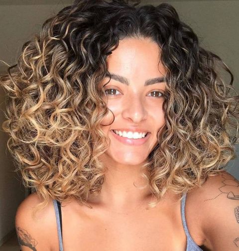 Curly brown ombre hair