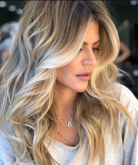 Blonde balayage on dark hair