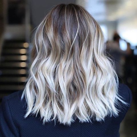 Mid-length blonde balayage hair