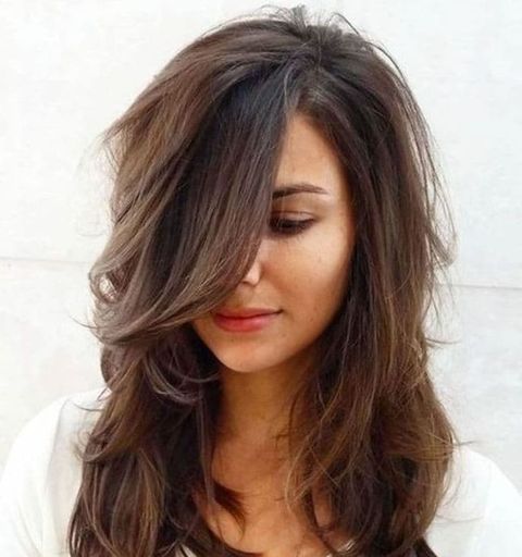 Messy layered long wavy hair