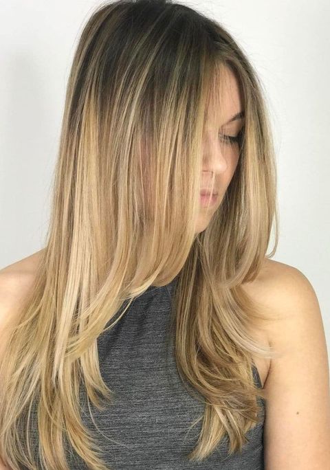 Ombre layered straight long hair