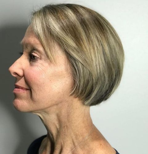 Balayage short bob over 60