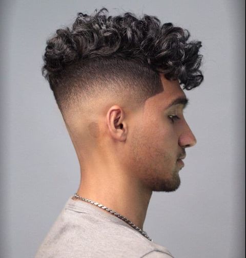 Fade short curly hair for men