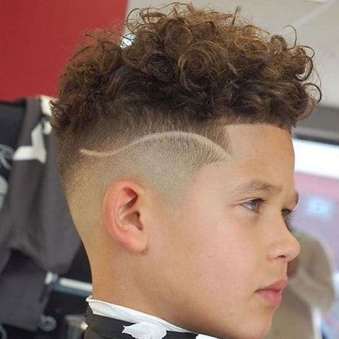 Wavy line natural curly short hair for boys