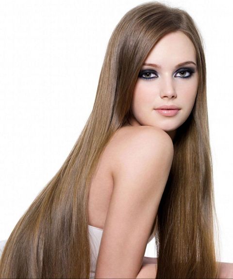 Highlight straight long hairstyle for round face