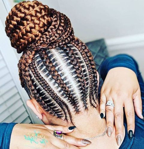 Auburn Topknot Braids