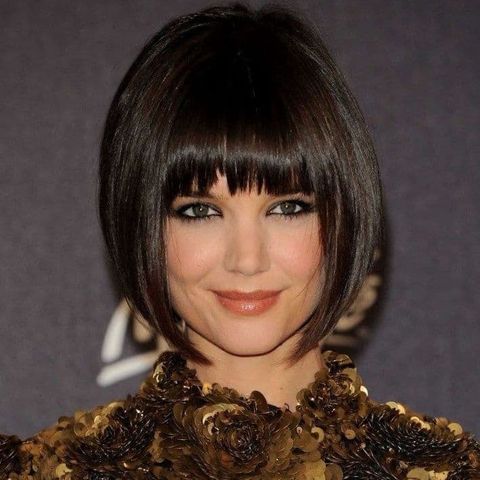 Blunt bob haircut with bangs