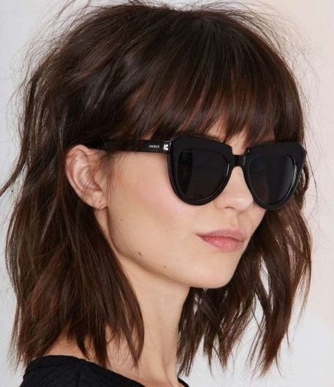 Lob cut with bangs