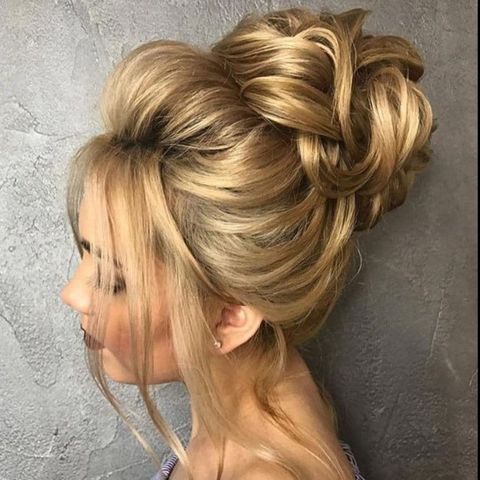 Golden blonde hair color cool bun hairstyles