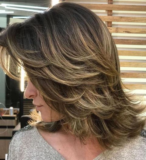 Balayage layered mid-length hair