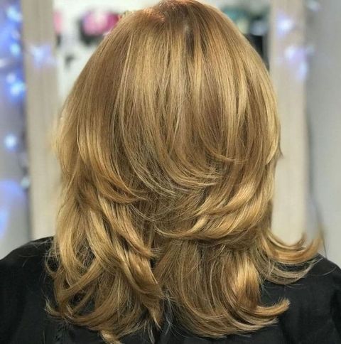 Highlights layered medium length hair