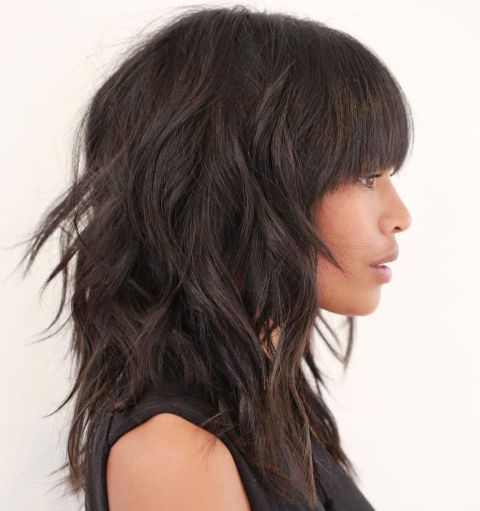 Layered haircut with bangs